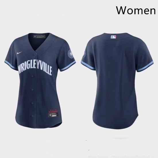 Chicago Cubs Women Nike 2021 City Connect Navy MLB Jersey